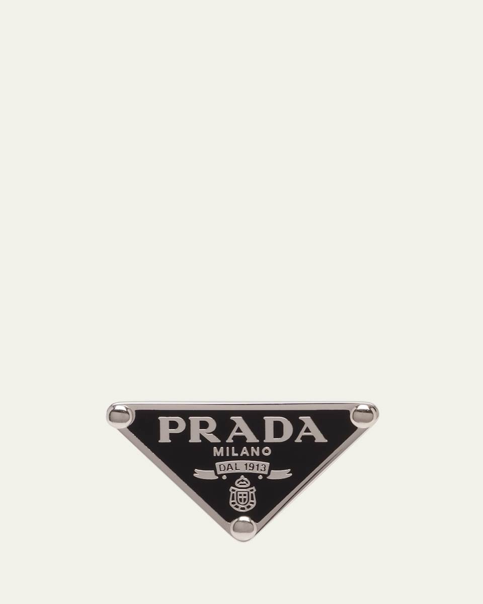 Enamel Triangle Logo Clip Earring, Left
